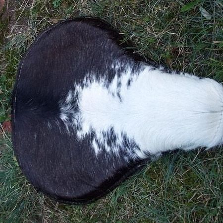 Schwarz / weißer Motorradsitz in Kuhfelldesign